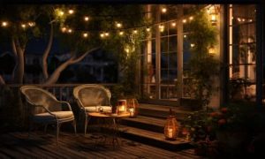 tastefully lit small outdoor space